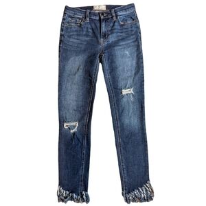 Free People Skinny Jean Womens Size W25 Mid Rise Distressed Crop Blue